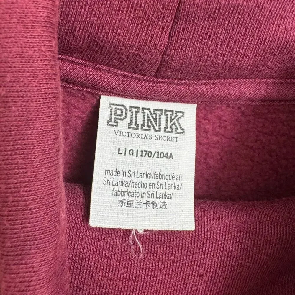 PINK Victorias Secret Maroon Varsity Cowl Neck Hooded Sweater Large
